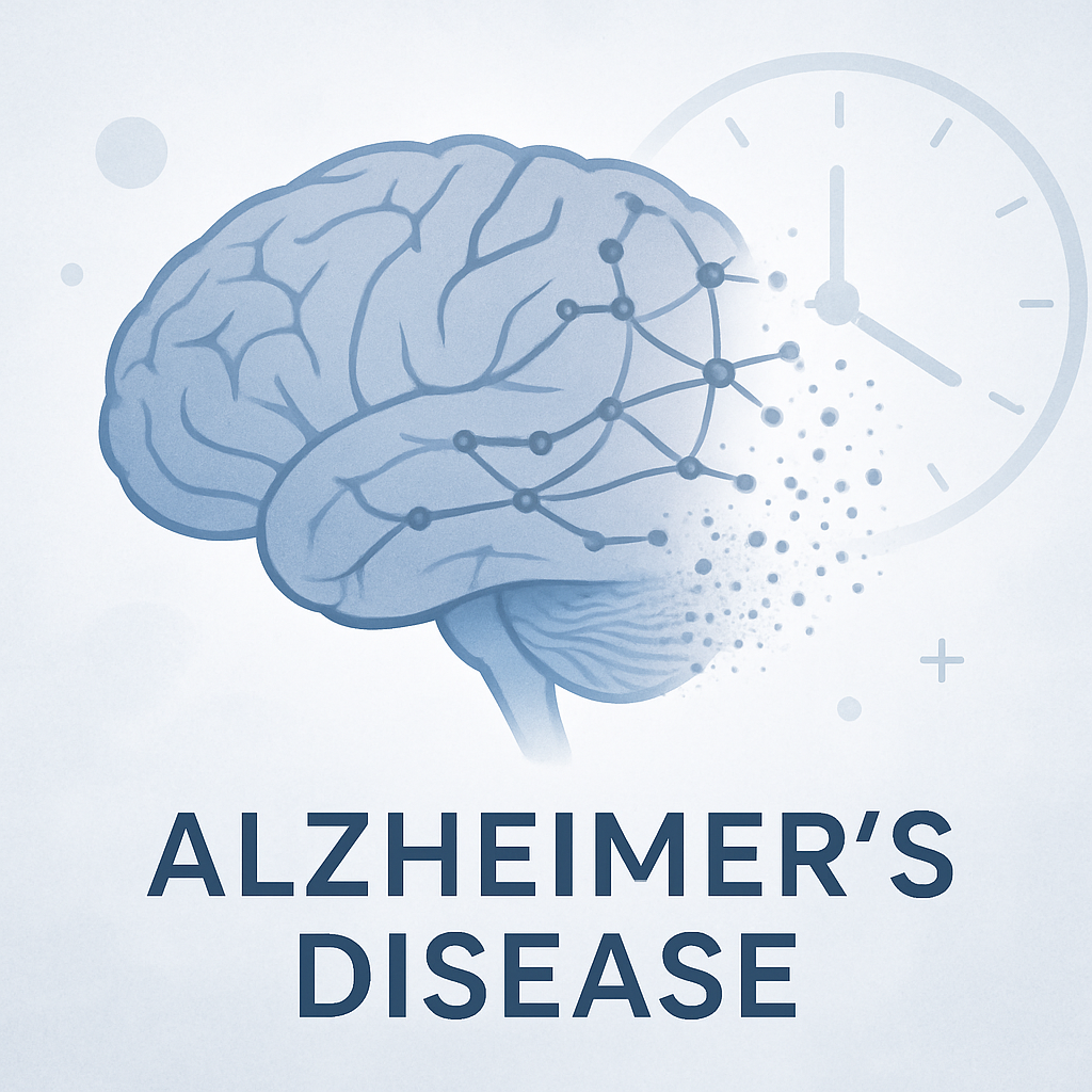 Brain image representing memory decline over time in Alzheimer's disease.